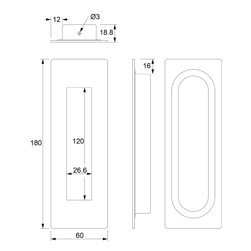 ΧΟΥΦΤΑ ΣΥΡΟΜΕΝΗΣ ΠΟΡΤΑΣ 180x60 mm / ΙΝΟΞ ΜΑΤ